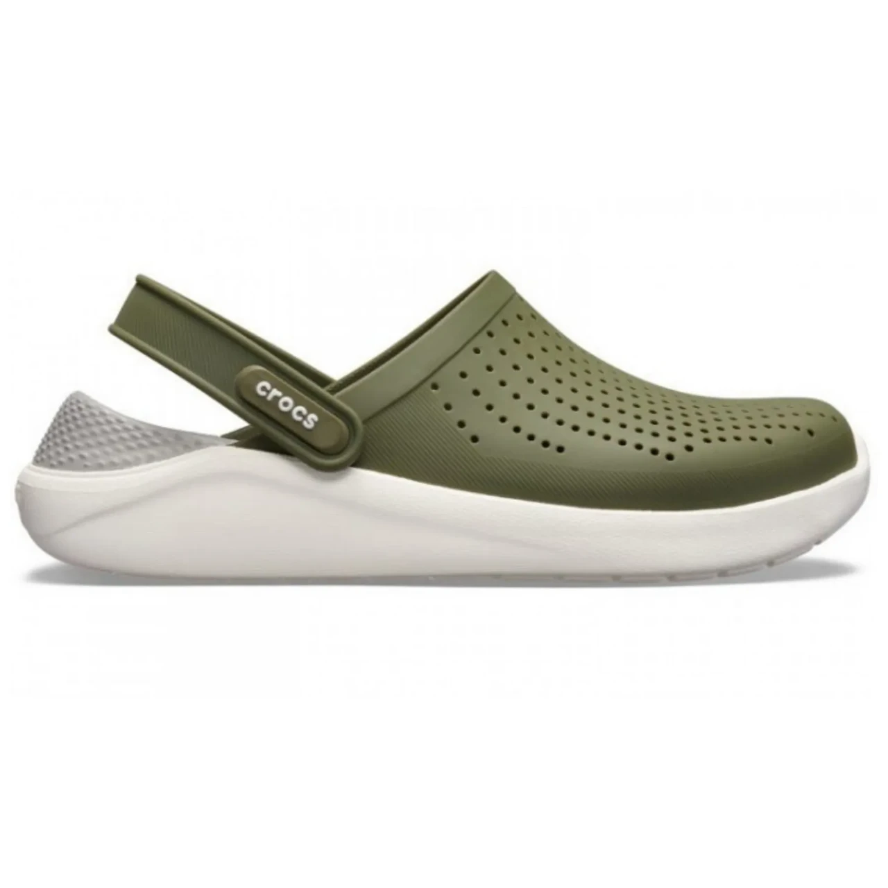 Сабо Crocs LiteRide Clog Army Green/White Крокси чоловічі/жіночі лайтрайд оливково-білі оригінал