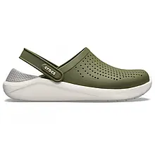 Сабо Crocs LiteRide Clog Army Green/White Крокси чоловічі/жіночі лайтрайд оливково-білі оригінал