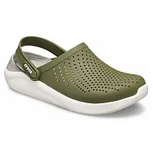 Сабо Crocs LiteRide Clog Army Green/White Крокси чоловічі/жіночі лайтрайд оливково-білі оригінал, фото 5