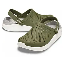 Сабо Crocs LiteRide Clog Army Green/White Крокси чоловічі/жіночі лайтрайд оливково-білі оригінал, фото 6