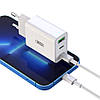 Мережевий зарядний пристрій XO L101 з кабелем Type-C 1USB / 2Type-C QC3.0 20W, White, фото 6
