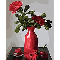 Картина Малювання за номерами Квіти у вазі Червоні гербери 40x50 живопис на полотні Rainbow Art GX44851