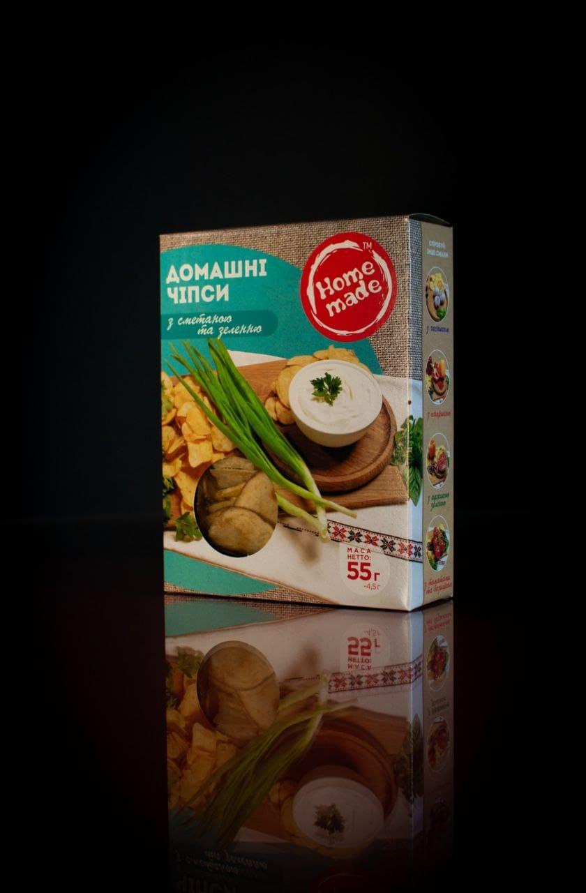 Купить Крафт чипсы со вкусом сметаны и зелени ТМ Home Made, 55г., цена ...