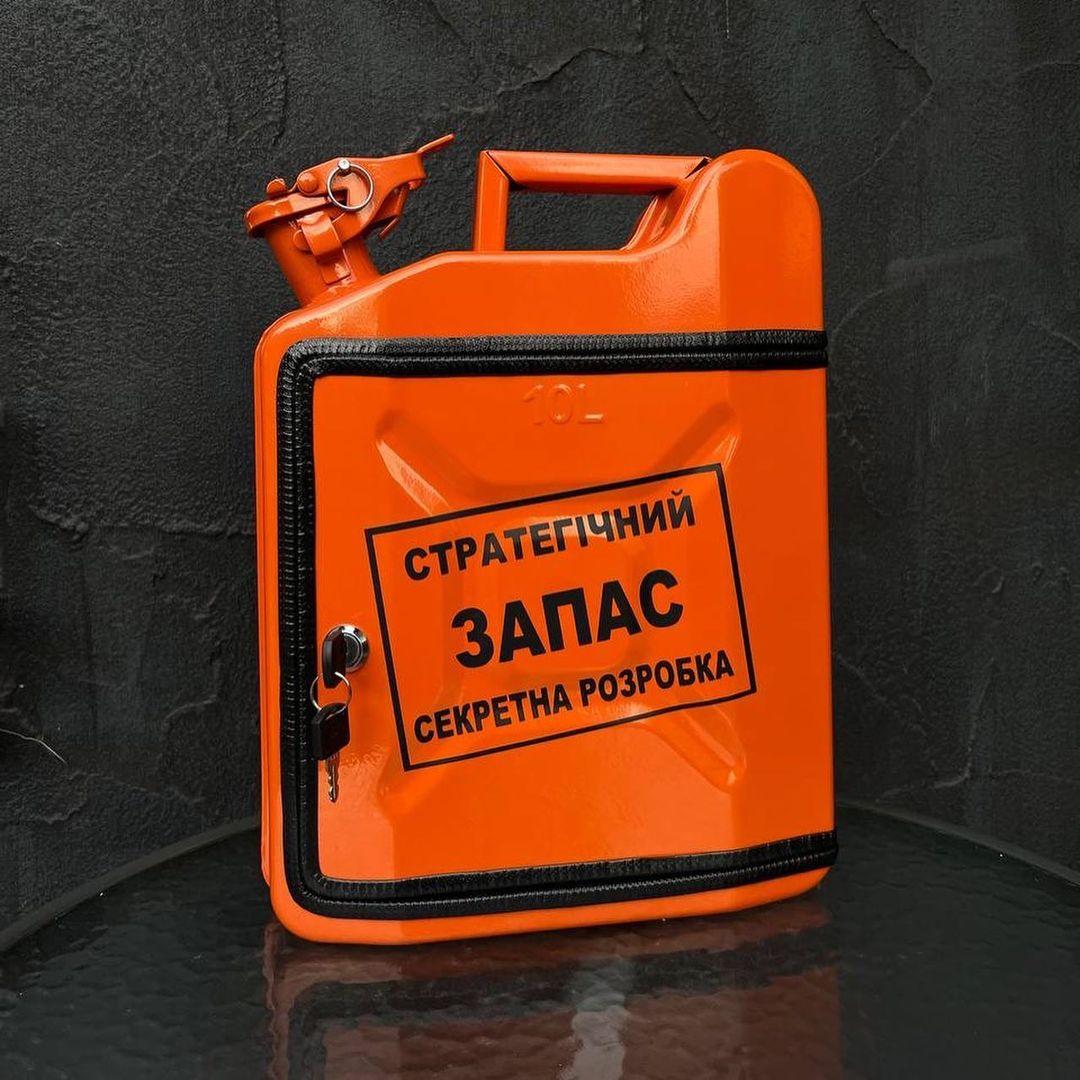 Каністра бар 10л в помаранчевому кольорі, Стратегічний запас, оригінальний подарунок чоловікові,босу, куму, фото 1