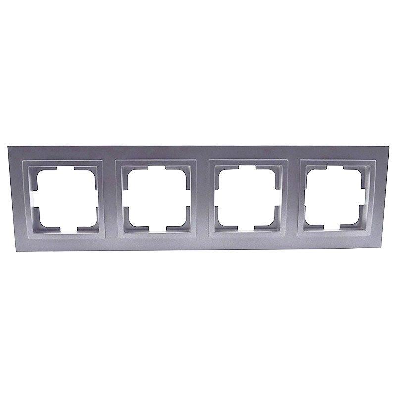 Рамка розетки горизонтальна чотиримісна, Mono Electric, DESPINA антрацит, фото 1