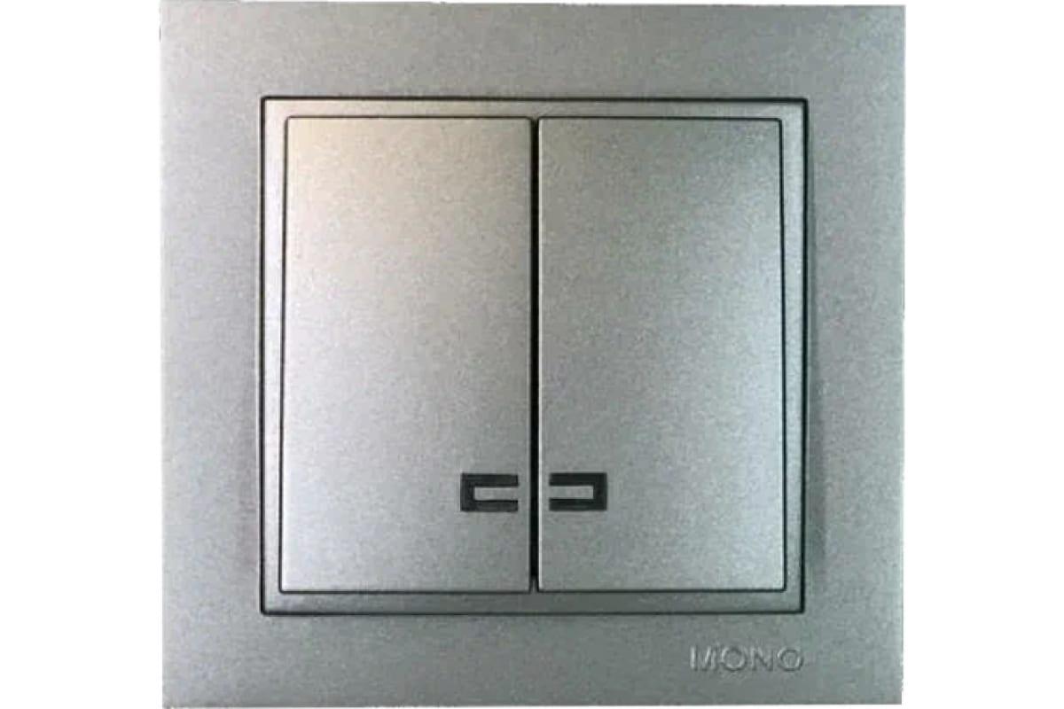 Вимикач двоклавішний з підсвіткою Mono Electric DESPINA антрацит, фото 1