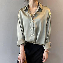 Жіноча шовкова сорочка 4 кольори, 42-46 розміри, фото 3