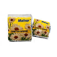 Салфетки бумажные белые "Malvar" 24*24 100шт.  / упаковка
