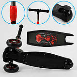 Дитячий складаний триколісний самокат Scooter 79166 ДЕДПУЛ зі світними колесами та дисками, колеса PU, фото 5