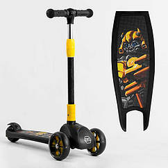 Триколісний самокат для хлопчика Best Scooter 15172 Бамблбі, зі світними колесами та дисками