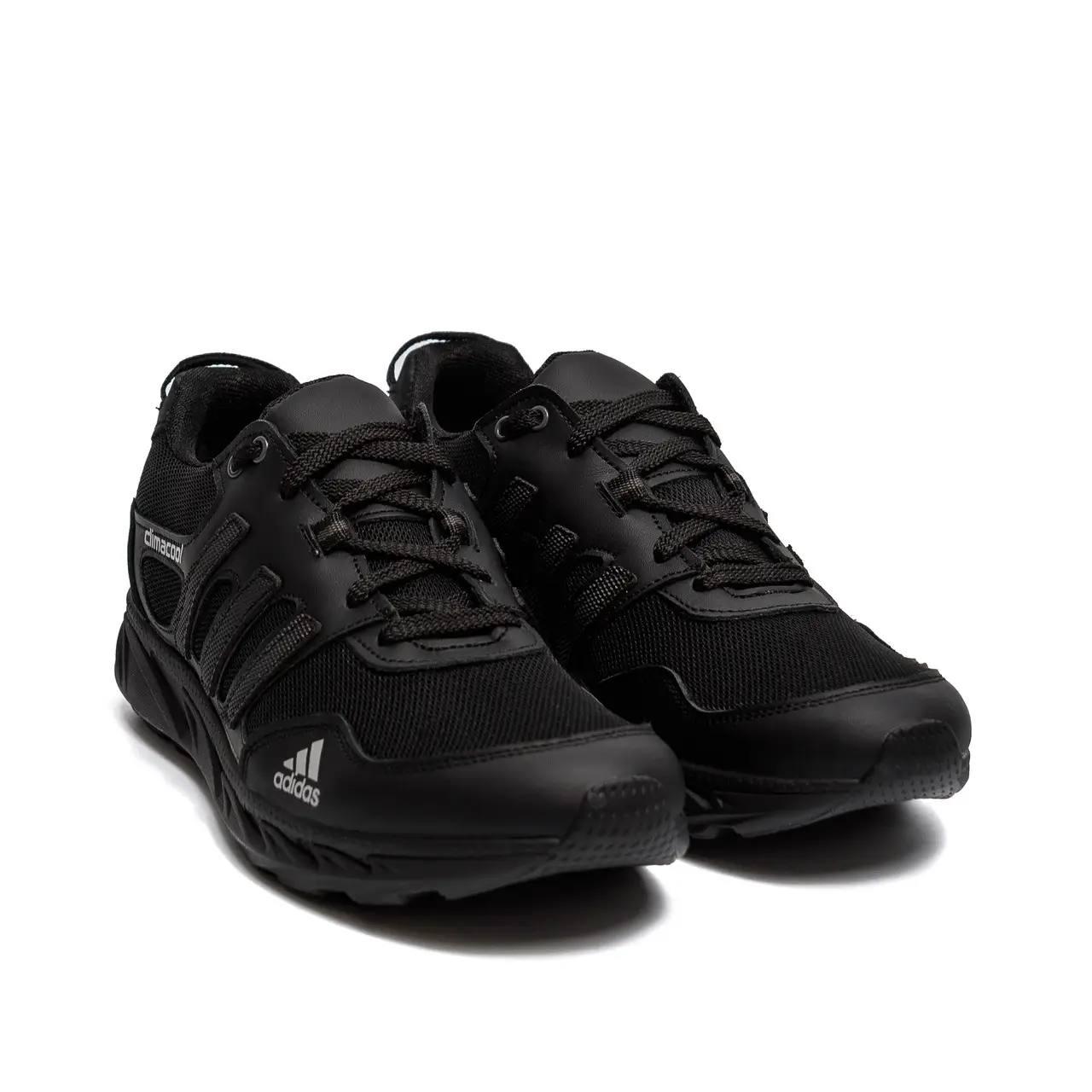 Кросівки чоловічі шкіряні літні чорні сітка Adidas Climacool, фото 1