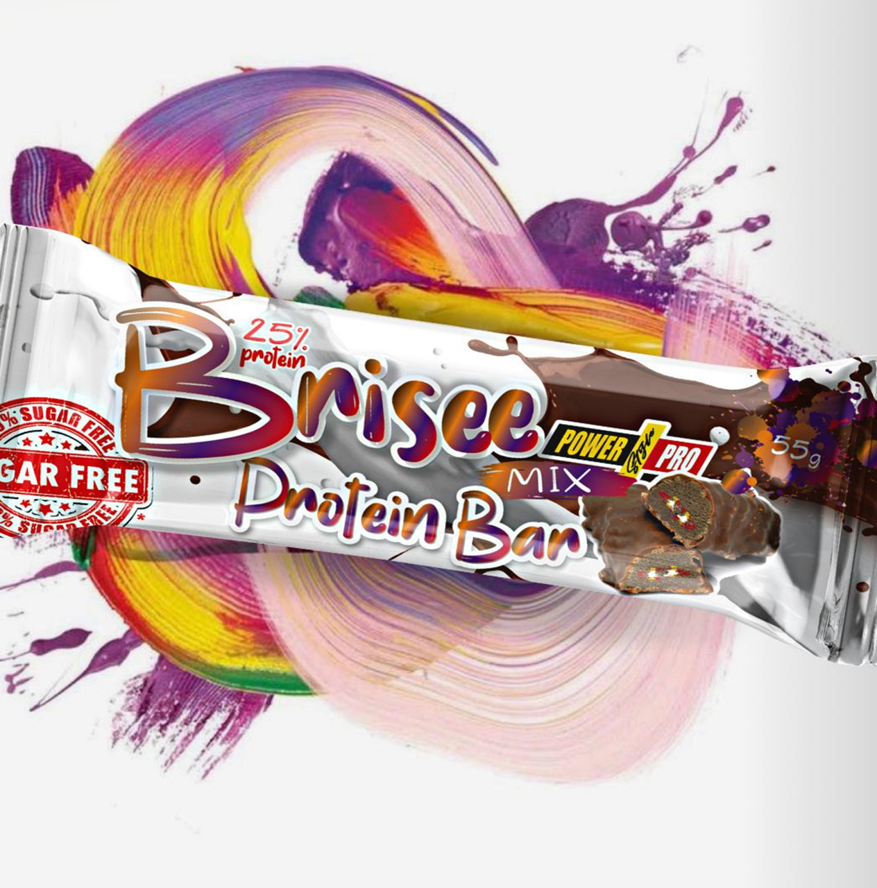 Протеїнові батончики Power Pro 25% Brisee bar супер мікс без цукру 20x55g