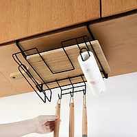 Навісна полиця для кухні з відділенням для кришок і дощок 285х255х160 мм Чорний