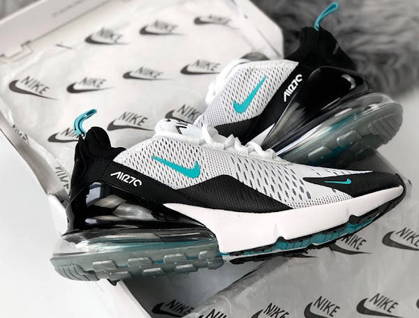 Nike Air Max 270 Flyknit White Black Blue AH8050