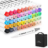 Маркери Caliart Спиртові Пензель Долото для скетчингу 51 Colors Alcohol Brush Markers Brush Chisel Оригінал, фото 4