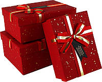 Набор подарочных коробок "Красный с золотыми брызгами" 3 шт