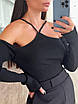 Жіноча облягаюча кофтинка в рубчик з відкритими плечима, фото 5