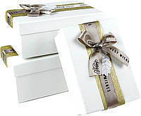 Набор подарочных коробок "Белый с золотом" 3 шт