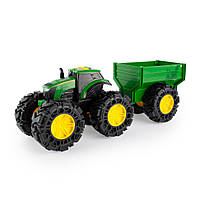 Игрушечный трактор John Deere Kids 47353 Monster Treads с прицепом и большими колесами, Land of Toys