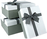 Набор подарочных коробок "Серый с белым" 3 шт