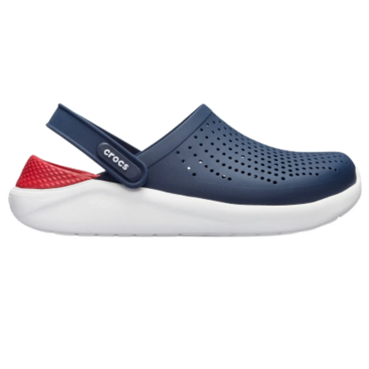 Сабо Crocs LiteRide Clog Navy/Pepper — чоловічі та жіночі крокси LiteRide синьо-білі, оригінал