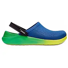 Сабо Crocs LiteRide Clog Blue/ Green Крокси чоловічі/жіночі лайтрайд блакитно-лаймовий оригінал