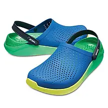 Сабо Crocs LiteRide Clog Blue/ Green Крокси чоловічі/жіночі лайтрайд блакитно-лаймовий оригінал, фото 3