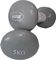 Гантели виниловые пара LiveUP Vinyl Dumbbell Egg Head серый 2х5кг LS2001-5 ( 2шт.)