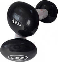 Гантели виниловые пара LiveUP Vinyl Dumbbell Egg Head черный 2х4кг LS2001-4 ( 2шт.)