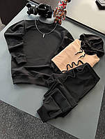 Спортивный костюм Худи + Свитшот + Штаны Bend черный-розовый | Набор мужской весенний осенний Комплект
