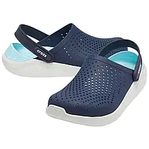 Сабо Crocs LiteRide Clog Navy/Almost White Крокси чоловічі/жіночі лайтрайд синьо-білі оригінал, фото 4