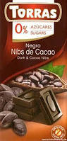 Шоколад без цукру і глютену Torras чорний з подрібненими какао Іспанія 75г