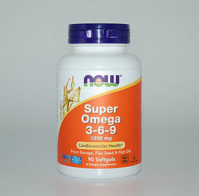 Супер омега 3 6 9, Super Omega 3-6-9, Now Foods, 1200 мг, 90 капсул