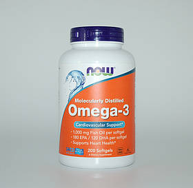 Омега 3, Now Foods, 180 EPA/120 DHA, 200 капсул