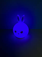 Силіконовий нічник 3DTOYSLAMP Зайчик з блакитними вушками, білий, фото 3
