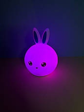 Силіконовий нічник 3DTOYSLAMP Зайчик з блакитними вушками, білий, фото 4