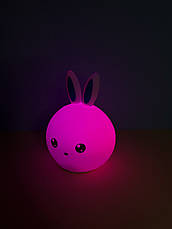 Силіконовий нічник 3DTOYSLAMP Зайчик з блакитними вушками, білий, фото 5