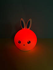 Силіконовий нічник 3DTOYSLAMP Зайчик з блакитними вушками, білий, фото 6