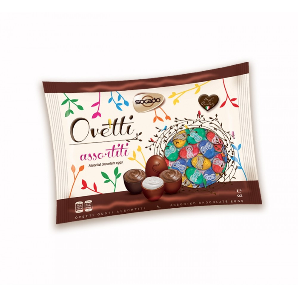 Цукерки Сокадо Праліне з Молочного та Чорного Шоколаду Socado Ovetti Assortiti 1000 г Італія, фото 1