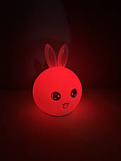 Силіконовий нічник 3DTOYSLAMP Зайчик з рожевими вушками, білий, фото 3