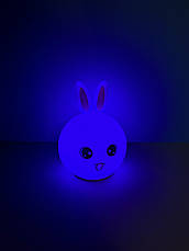 Силіконовий нічник 3DTOYSLAMP Зайчик з рожевими вушками, білий, фото 4