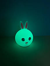 Силіконовий нічник 3DTOYSLAMP Зайчик з рожевими вушками, білий, фото 5