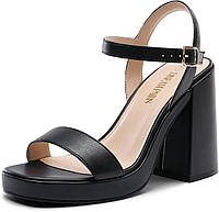 9.5 Black DREAM PAIRS Каблуки для женщин Блочная массивная платформа Высокие каблуки с открытым носком Мо
