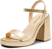 9 Gold DREAM PAIRS Каблуки для женщин Блочная массивная платформа Высокие каблуки с открытым носком Мода