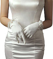 #5 White Acenail Pearl Женские свадебные перчатки Белые кружевные перчатки Короткие атласные свадебные пе