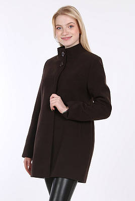 Пальто жіноче демісезонне з довгими рукавами Актуаль 419 меланж кашемір коричневий, 48