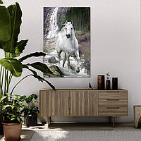 Алмазная мозаика "Белая лошадь", картина стразами, 30*40 см Кладовка