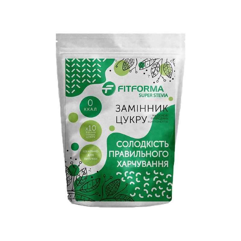 Рослинний цукрозамінник «Super Stevia» (коефіцієнт солодкості 1:10), 150 г, FitForma