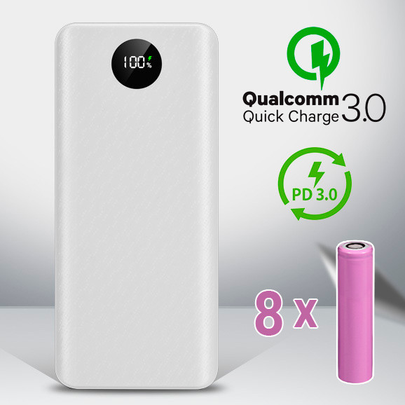 Корпус повербанк з швидкою зарядкою 8x 18650 QC 3.0 PD3 Power Bank 24Вт 30000mAh USB Type-C Lightning IP5328