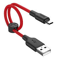 Зарядный дата кабель hoco. X21 Plus USB на Micro-USB  2.4A OD=3.5 mm 0.25 м Красно-черный